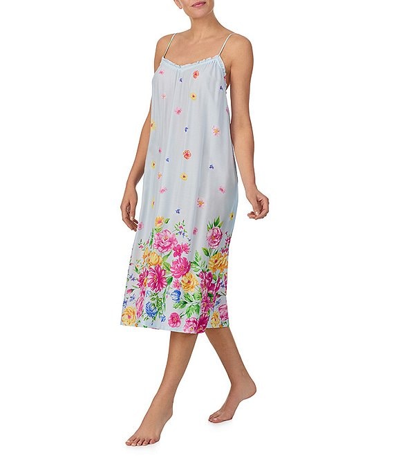 40 Winks Pocketed Sleeveless Floral V-Neck Woven Midi Chemise