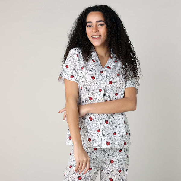 Mahogany Ladybug Lawn Cotton Capri Pajamas
