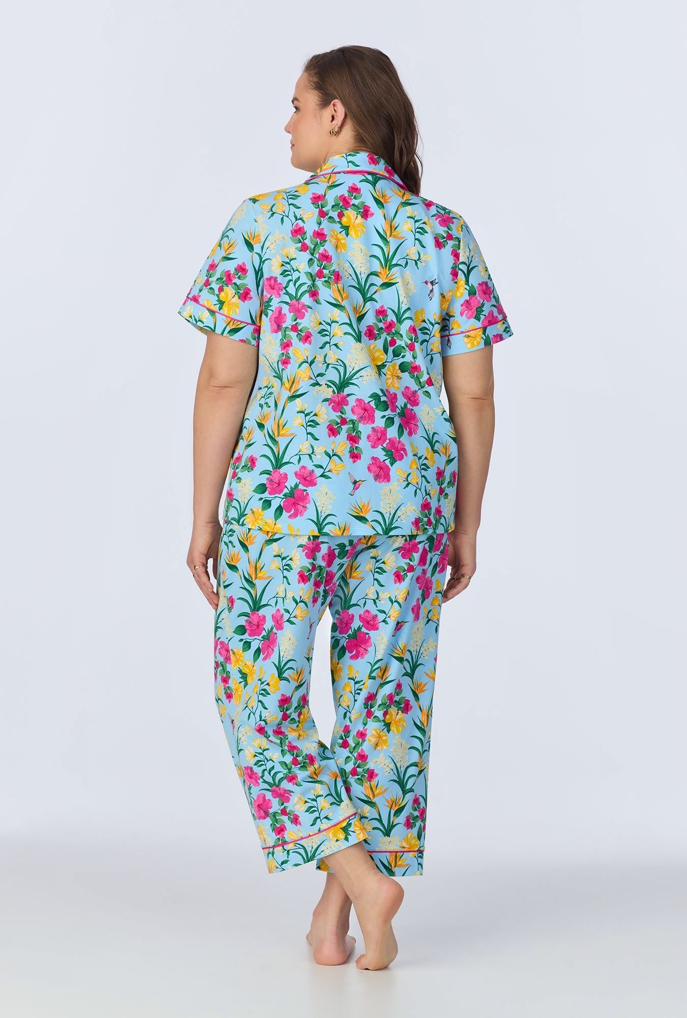 BedHead Tropical Paradise Short Sleeve Organic Cotton Jersey Cropped PJ Set