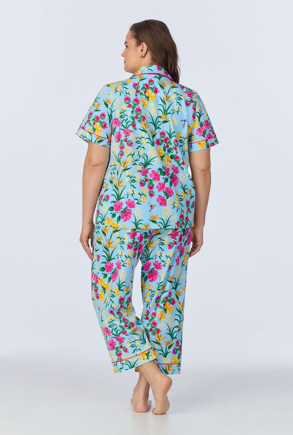 BedHead Tropical Paradise Short Sleeve Organic Cotton Jersey Cropped PJ Set
