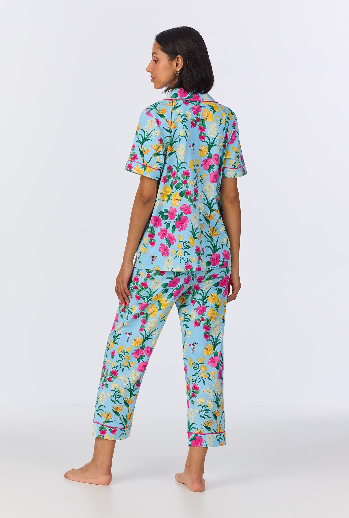 BedHead Tropical Paradise Short Sleeve Organic Cotton Jersey Cropped PJ Set