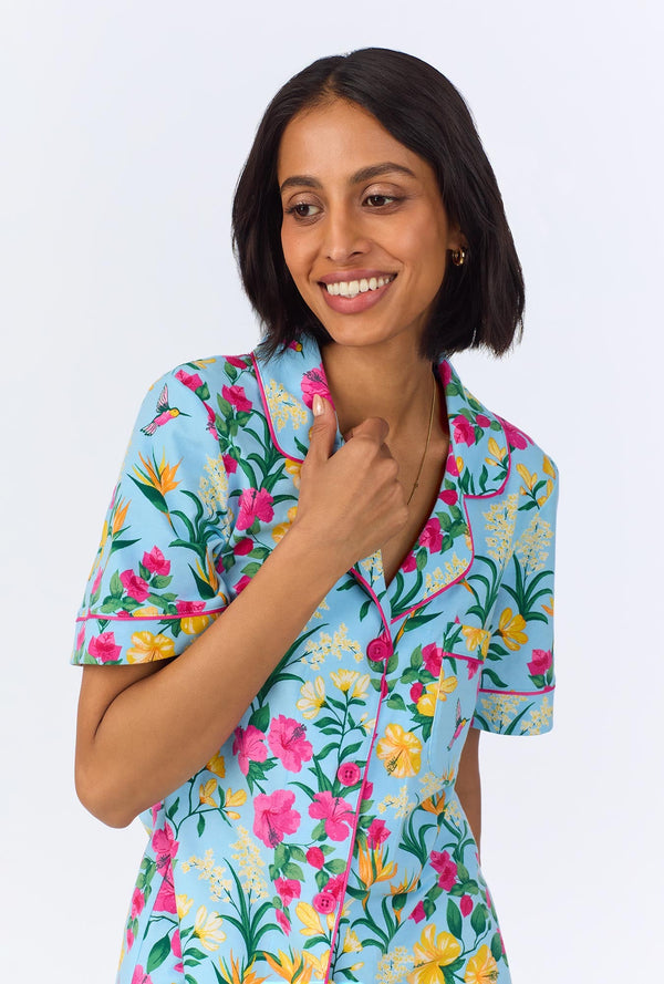 BedHead Tropical Paradise Short Sleeve Organic Cotton Jersey Cropped PJ Set