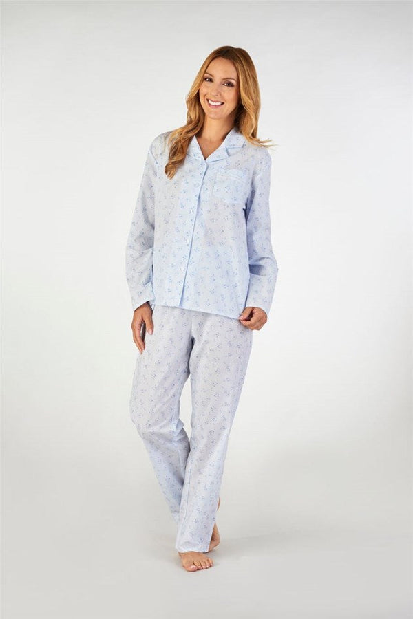 Slenderella Floral Button Through Tailored Woven Pyjama