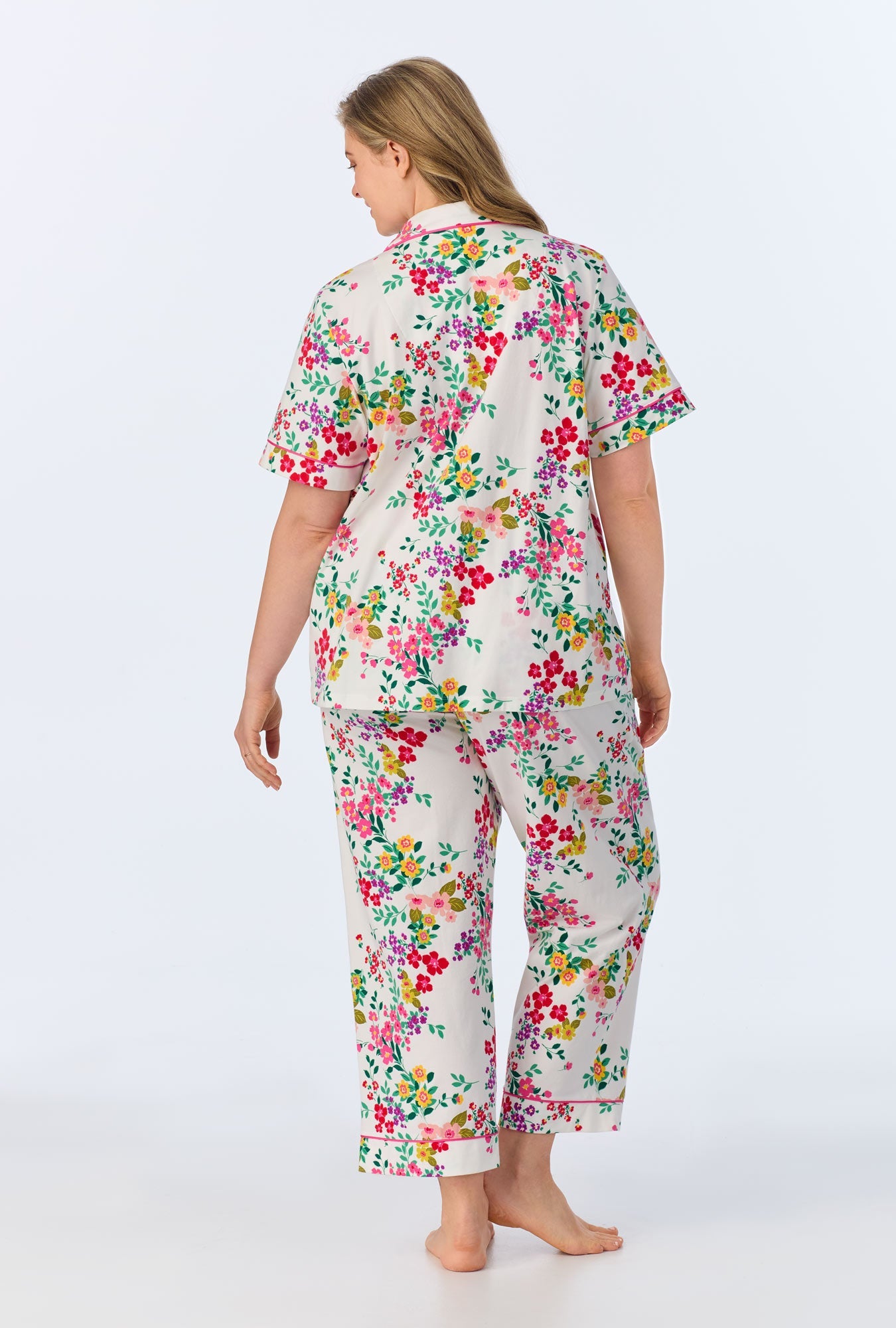 BedHead Full Bloom Short Sleeve Organic Cotton Jersey Cropped PJ Set