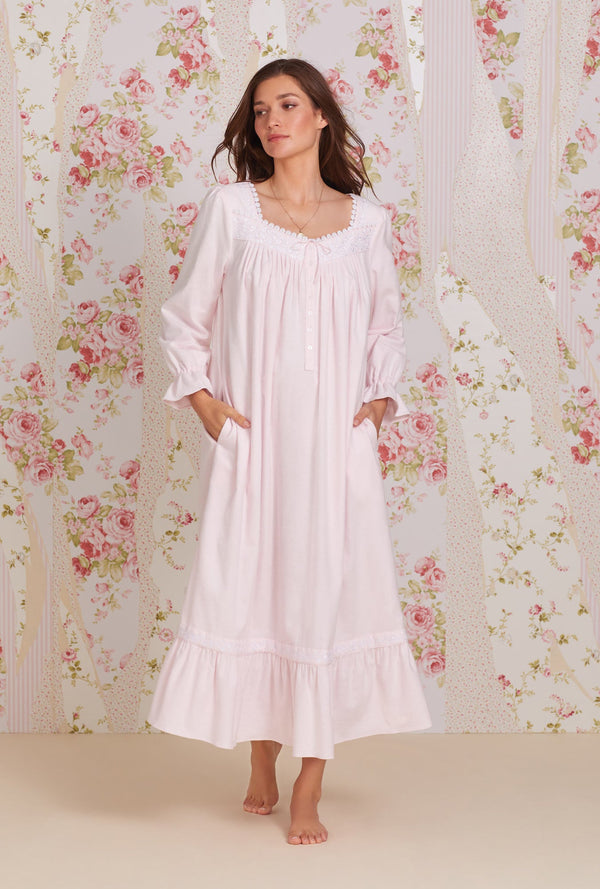 Eileen West Heritage Cotton Flannel Embroidery Long Nightgown