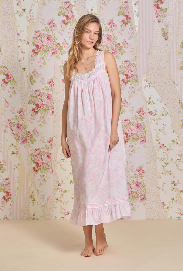 Eileen West Romantic Roses Sleeveless "Eileen" Lawn Cotton Nightgown