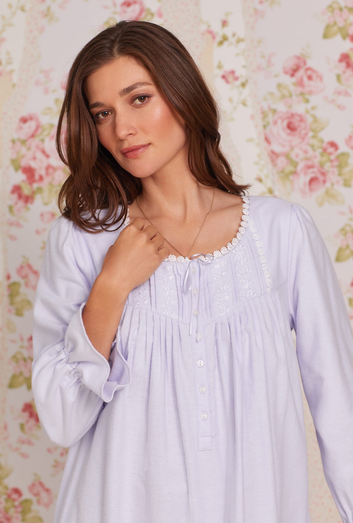 Eileen West Heritage Cotton Flannel Embroidery Waltz Nightgown