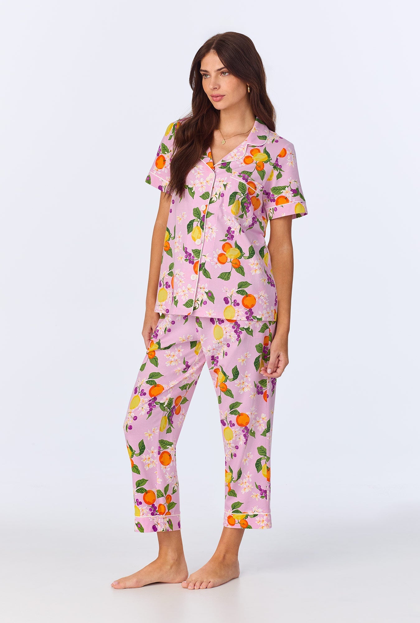 BedHead Main Squeeze Blossom Short Sleeve Organic Cotton Jersey Cropped PJ Set