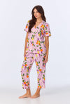 BedHead Main Squeeze Blossom Short Sleeve Organic Cotton Jersey Cropped PJ Set