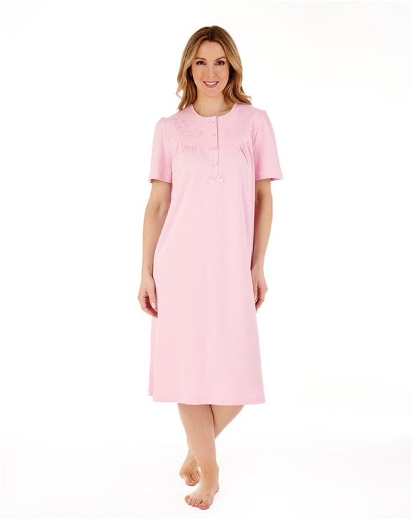 Embroidered Yoke 42" Cotton Interlock Jersey Nightdress