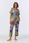 BedHead Zanzibar Paradise Short Sleeve Organic Cotton Jersey Cropped PJ Set