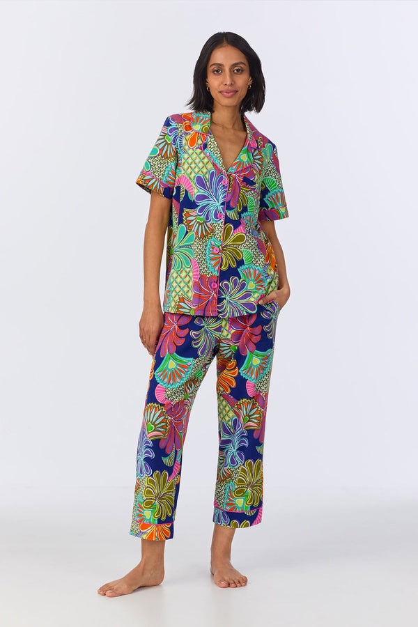 BedHead Zanzibar Paradise Short Sleeve Organic Cotton Jersey Cropped PJ Set