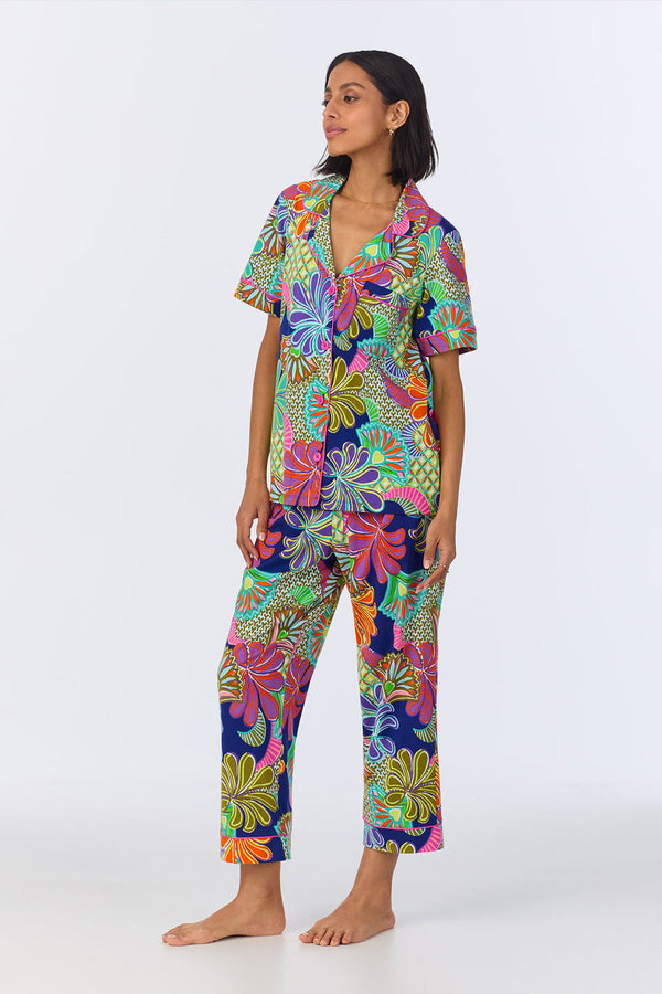 BedHead Zanzibar Paradise Short Sleeve Organic Cotton Jersey Cropped PJ Set