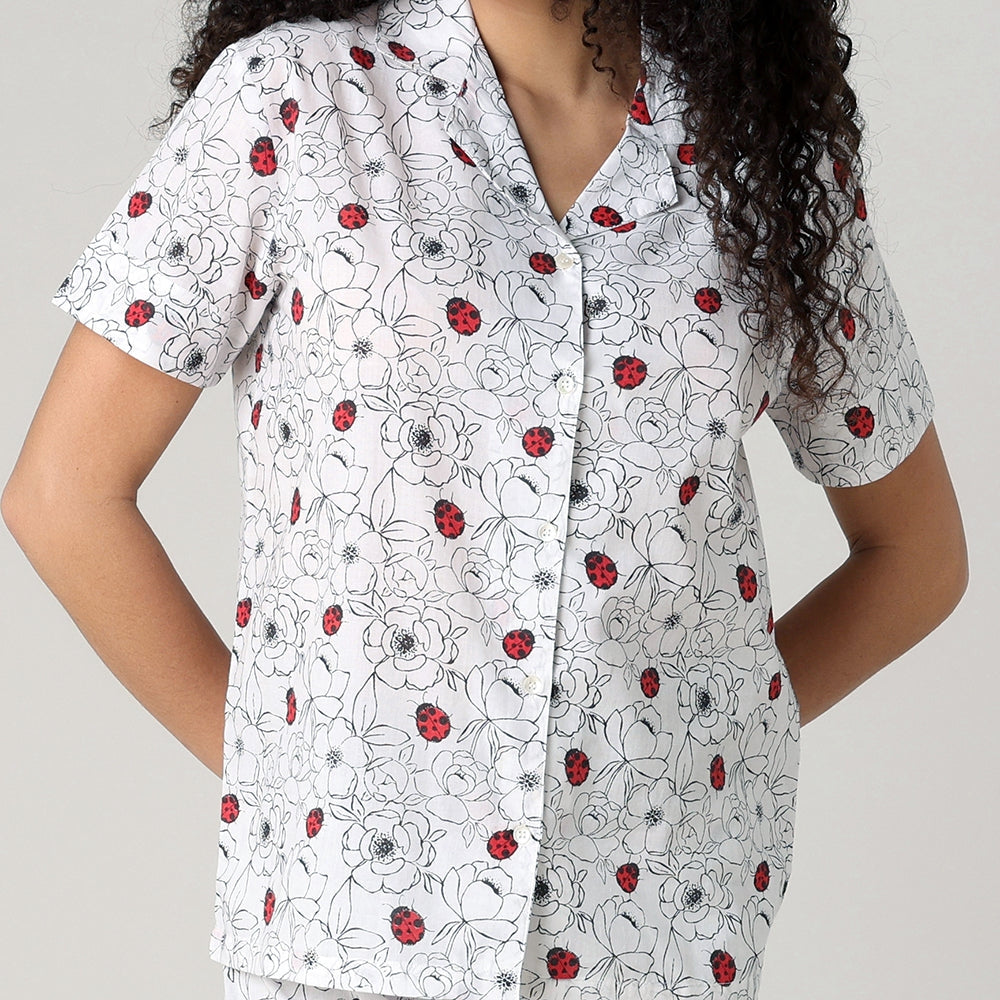 Mahogany Ladybug Lawn Cotton Capri Pajamas