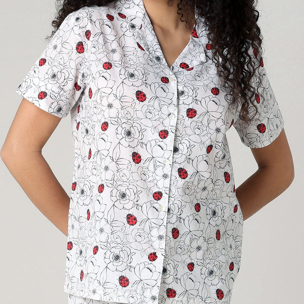Mahogany Ladybug Lawn Cotton Capri Pajamas