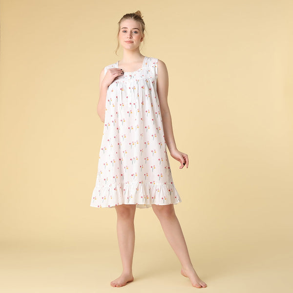 Mahogany Ella Short Cotton Sleeveless Nightgown