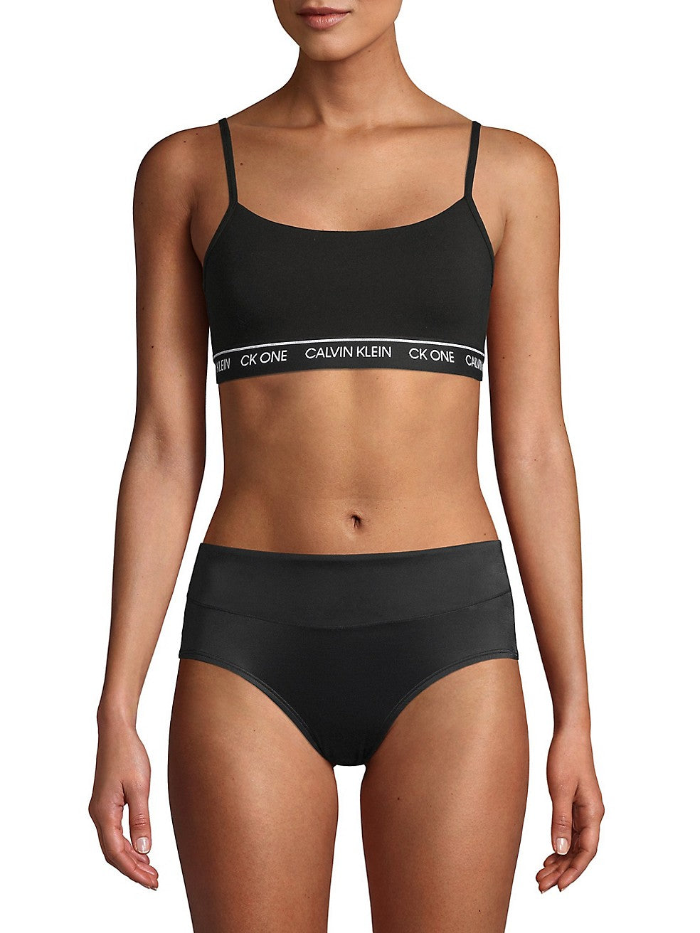 Calvin Klein Stretch-cotton And Modal-blend T-shirt Bralette in Black