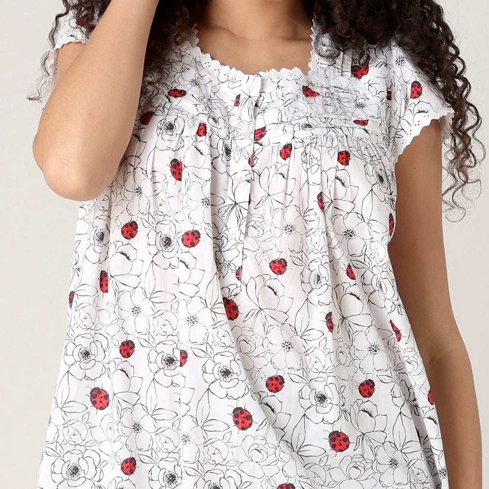 Mahogany Ladybug Cap Sleeve Nightgown