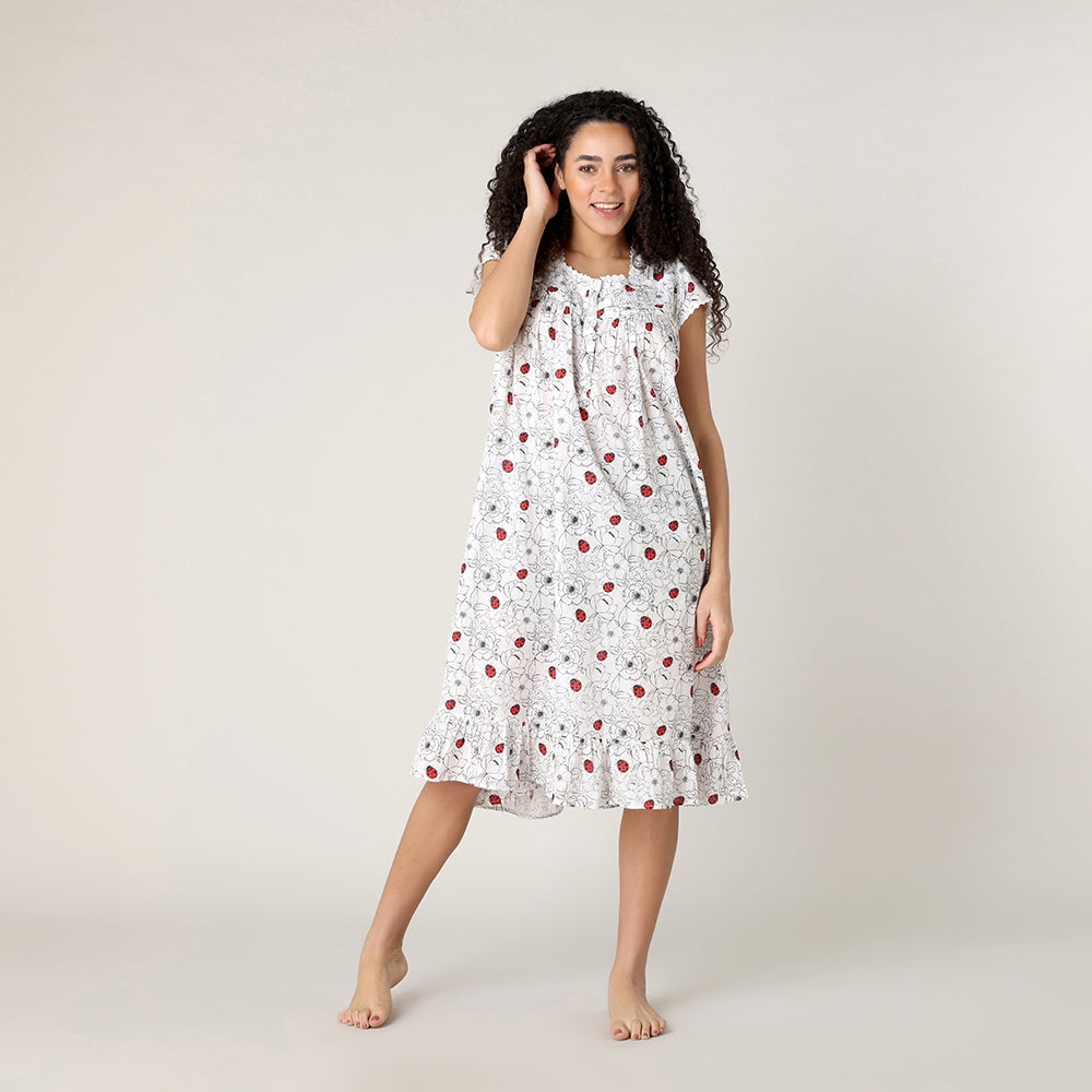Mahogany Ladybug Cap Sleeve Nightgown