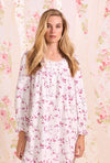 Eileen West Hollyberry Floral 100% Cotton Flannel Long Nightgown