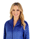 Embossed Pattern Fleece 50" Zip Up Housecoat
