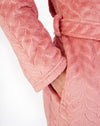Embossed Pattern Fleece 46" Shawl Collar Wrap Robe
