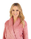 Embossed Pattern Fleece 46" Shawl Collar Wrap Robe