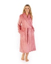 Embossed Pattern Fleece 46" Shawl Collar Wrap Robe