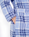 Check Print Waffle Fleece 46" Shawl Collar Wrap Robe