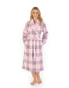 Check Print Waffle Fleece 46" Shawl Collar Wrap Robe