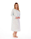 Floral Print 45" Woven Cotton Long Sleeve Nightdress