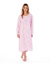 Floral Print 45" Woven Cotton Long Sleeve Nightdress