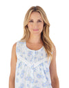 42" Shadow Leaf Floral Print Lawn Cotton Sleeveless Nightdress