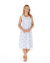 42" Shadow Leaf Floral Print Lawn Cotton Sleeveless Nightdress
