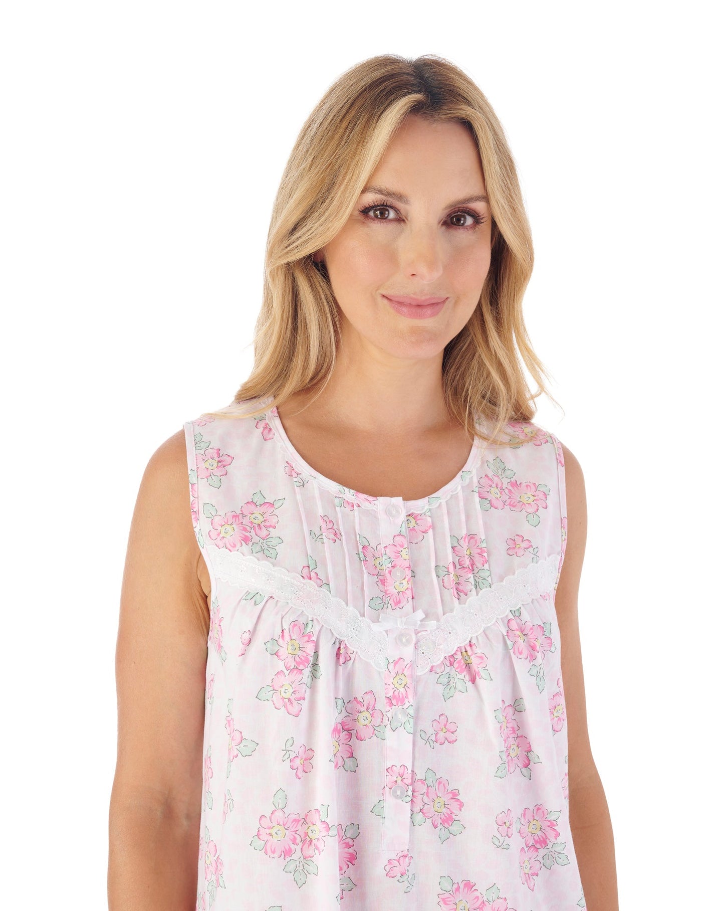 Floral Lawn Cotton Sleeveless Nightgown