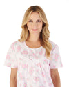 44" Shadow Leaf Floral Print Lawn Cotton Nightdress