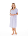 Slenderella Floral Gingham Print 42" Woven Cotton Nightdress