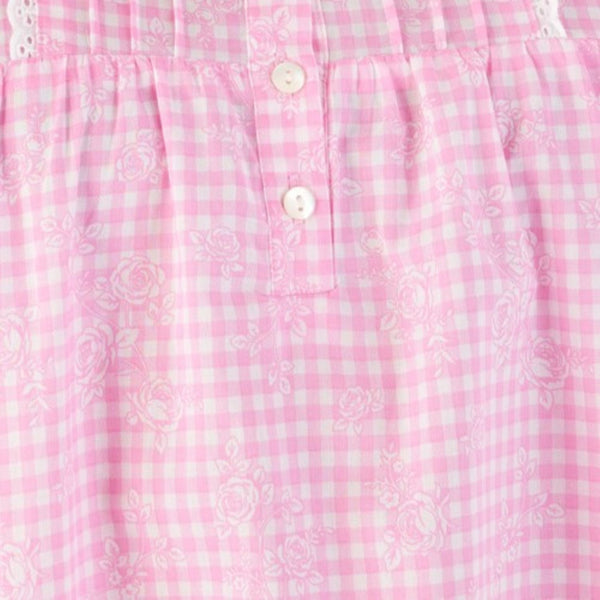 Slenderella Floral Gingham Print 42" Woven Cotton Nightdress