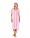 Slenderella Floral Gingham Print 42" Woven Cotton Nightdress