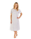 Leaf Print 42" Cotton Jersey Short Sleeve Nightdress