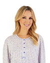 Leaf Print 42" Cotton Jersey Short Sleeve Nightdress