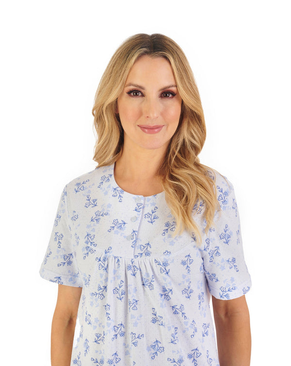 Floral Print 42" Jacquard Jersey Short Sleeve Nightdress