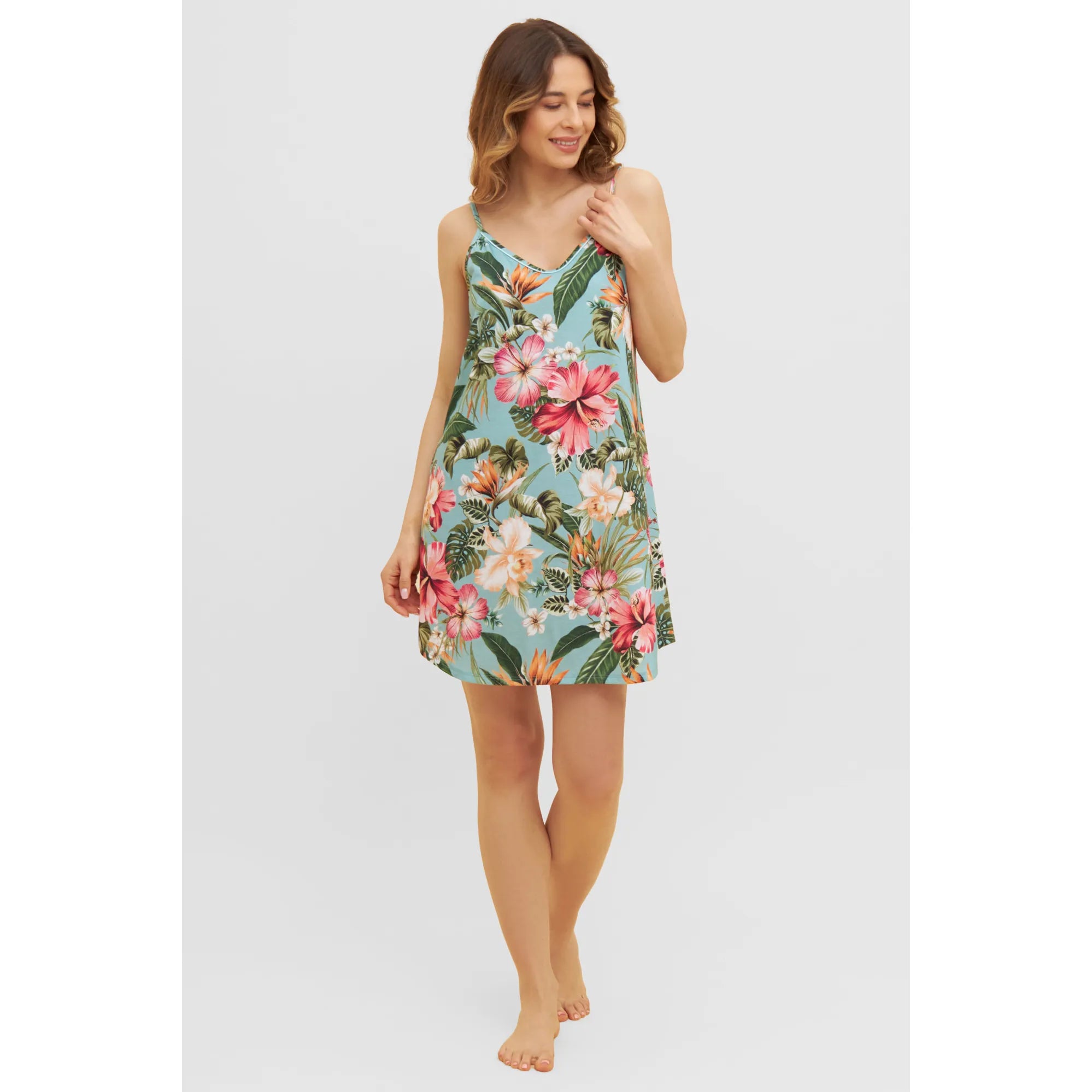 Rosch Cotton & Modal Botanical Print Strappy Nightgown
