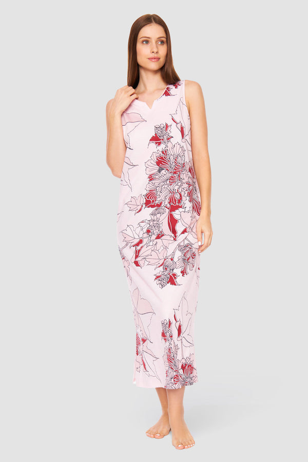 Rosch Modern Bloom Cotton Sleeveless Nightgown Lounger