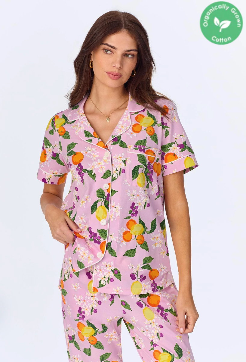 BedHead Main Squeeze Blossom Short Sleeve Organic Cotton Jersey Cropped PJ Set