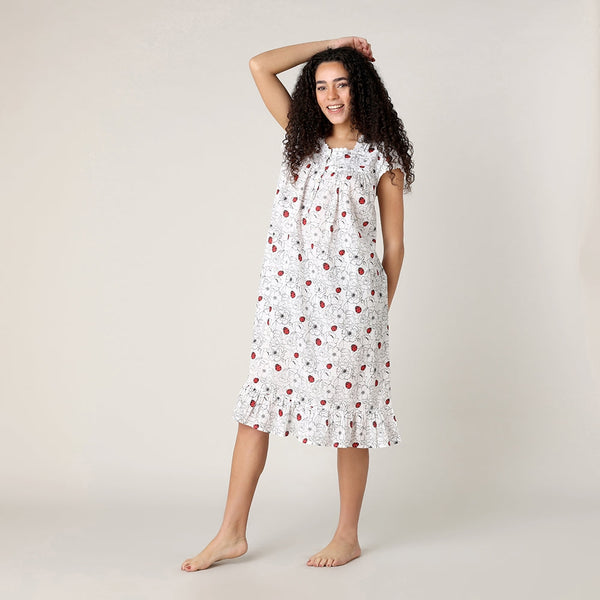 Mahogany Ladybug Cap Sleeve Nightgown