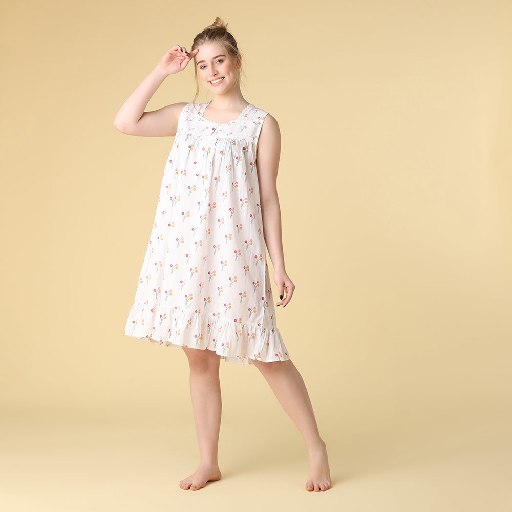 Mahogany Ella Short Cotton Sleeveless Nightgown