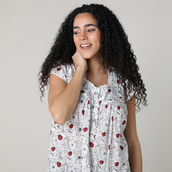 Mahogany Ladybug Cap Sleeve Nightgown