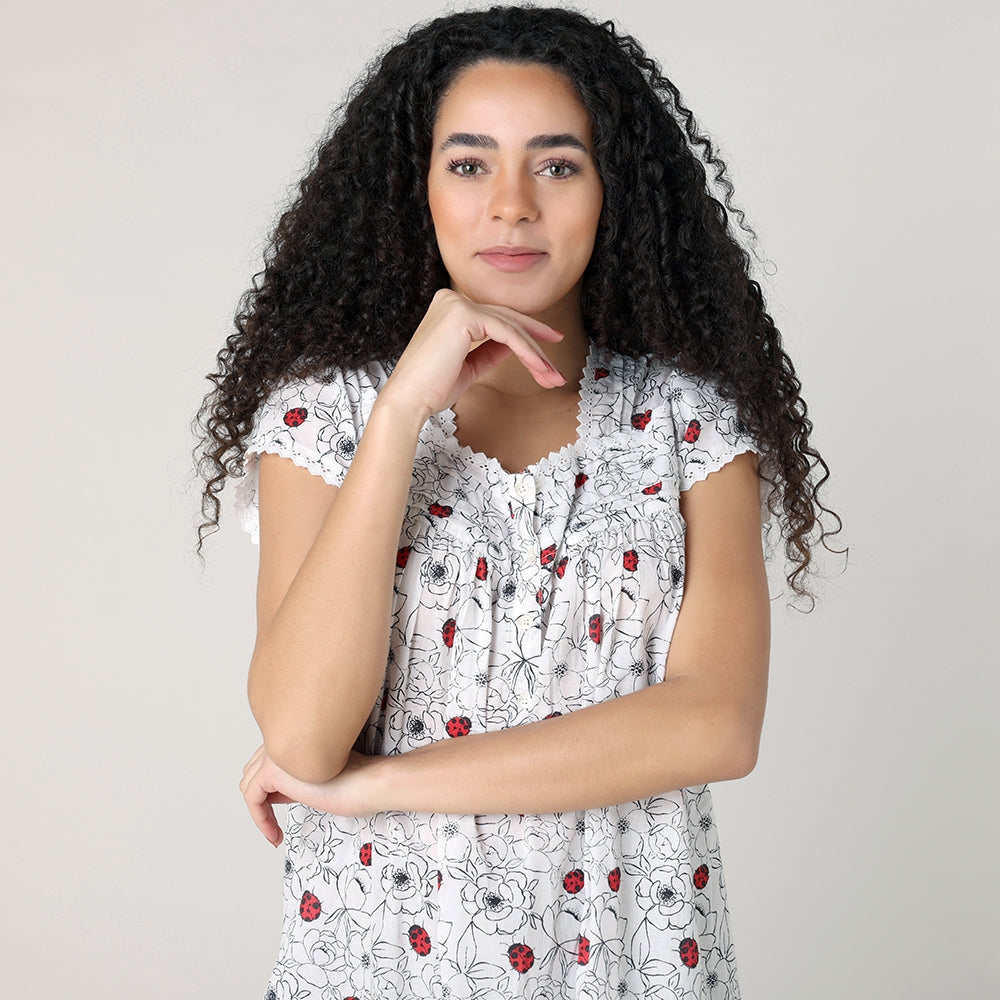 Mahogany Ladybug Cap Sleeve Nightgown