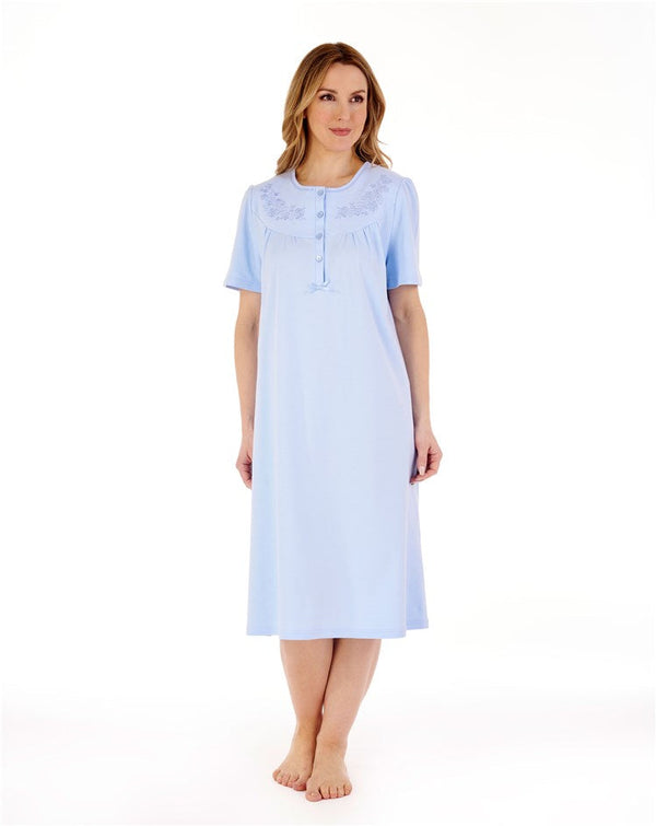 Embroidered Yoke 42" Cotton Interlock Jersey Nightdress